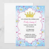 Princess Butterfly Girl Birthday Invitation Kaart (Voorkant / Achterkant)
