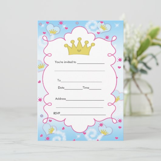 Princess Butterfly - uitnodiging invullen (Staand voorkant)