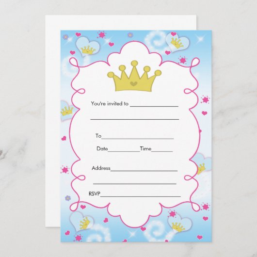 Princess Butterfly - uitnodiging invullen (Voorkant / Achterkant)