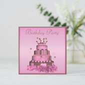 Princess Cake Birthday Party Kaart (Staand voorkant)