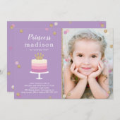 Princess Cake Foto Verjaardag Uitnodiging (Voorkant / Achterkant)