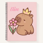 Princess capybara Cartoon pink girly personalized Notitieboek (Voorkant)