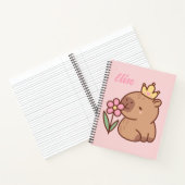 Princess capybara Cartoon pink girly personalized Notitieboek (Binnen)