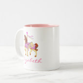 Princess Carousel Horse-Personalized Tweekleurige Koffiemok (Voorkant links)