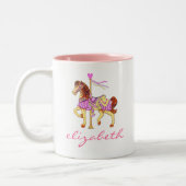 Princess Carousel Horse-Personalized Tweekleurige Koffiemok (Links)
