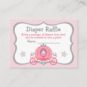 Princess Carriage Baby Girl Diaper Raffle Tickets Informatiekaartje