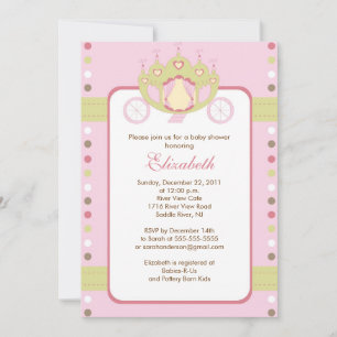 Princess Carriage Baby shower Invitation Kaart