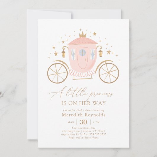 Princess Carriage Baby shower Kaart (Voorkant)