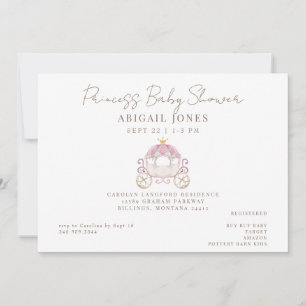Princess Carriage Baby shower Kaart