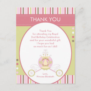 Princess Carriage Bedankt Card (Flat)