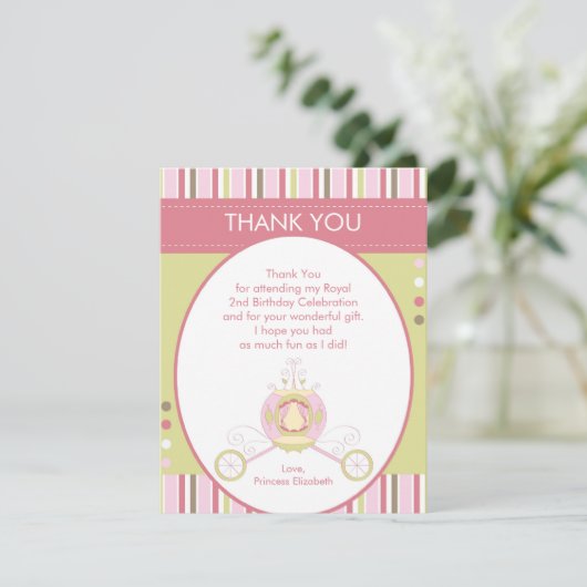 Princess Carriage Bedankt Card (Flat) (Staand voorkant)