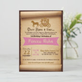 Princess Carriage Birthday Invitation Kaart (Staand voorkant)