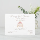 Princess Carriage Blush Baby shower Kaart (Staand voorkant)