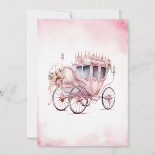 Princess Carriage Blush Pink Floral Baby shower Kaart (Achterkant)
