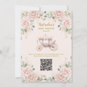 Princess Carriage Blush Pink Floral Baby shower Kaart (Achterkant)