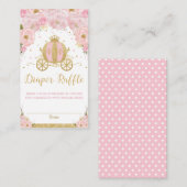 Princess Carriage Blush Pink Floral Diaper Raffle Informatiekaartje (Voorkant / Achterkant)