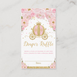 Princess Carriage Blush Pink Floral Diaper Raffle Informatiekaartje
