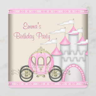 Princess Carriage Castle Girls Princess Birthday Kaart