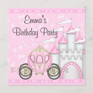 Princess Carriage Castle Girls Princess Birthday Kaart