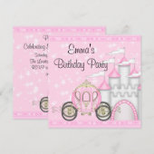 Princess Carriage Castle Girls Prinses Verjaardag Kaart (Voorkant / Achterkant)