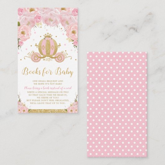 Princess Carriage Floral Baby shower brengt boek m Informatiekaartje (Voorkant / Achterkant)