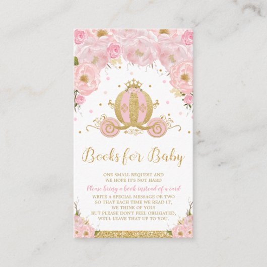 Princess Carriage Floral Baby shower brengt boek m Informatiekaartje (Voorkant)