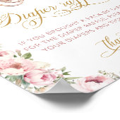 Princess Carriage Floral Baby shower Luier Raffle Poster (Hoek)