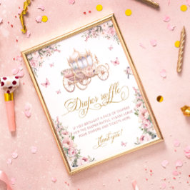 Princess Carriage Floral Baby shower Luier Raffle Poster