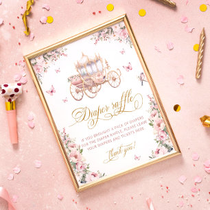 Princess Carriage Floral Baby shower Luier Raffle Poster