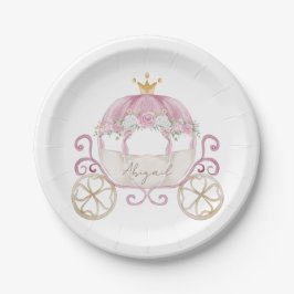 Princess Carriage gepersonaliseerd Baby shower Papieren Bordje