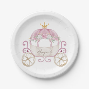 Princess Carriage gepersonaliseerd Baby shower Papieren Bordje