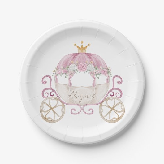 Princess Carriage gepersonaliseerd Baby shower Papieren Bordje (Voorkant)