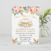 Princess Carriage Gold Glitter 00th Birthday Party Kaart (Staand voorkant)