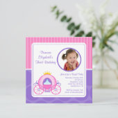  Princess Carriage Photo Birthday Invitation Kaart (Staand voorkant)