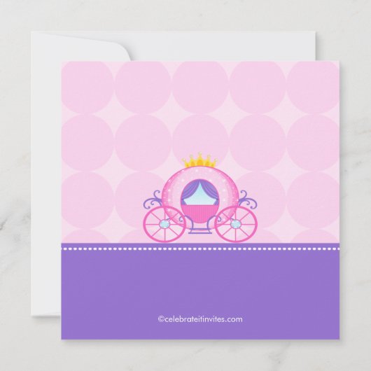 Princess Carriage Photo Birthday Invitation Kaart (Achterkant)