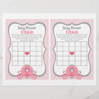 Princess Carriage Pink Baby shower Bingo Game