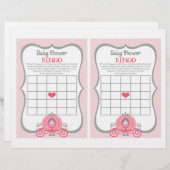 Princess Carriage Pink Baby shower Bingo Game (Voorkant / Achterkant)