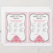 Princess Carriage Pink Baby shower Purse Game (Voorkant / Achterkant)