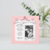 Princess Carriage Pink Ribbon Bow Foto Baby Girl Aankondiging (Staand voorkant)