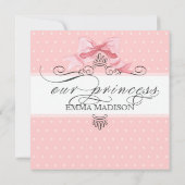 Princess Carriage Pink Ribbon Bow Foto Baby Girl Aankondiging (Achterkant)