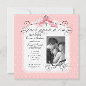 Princess Carriage Pink Ribbon Bow Foto Baby Girl Aankondiging (Voorkant)