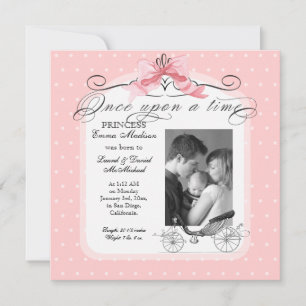 Princess Carriage Pink Ribbon Bow Foto Baby Girl Aankondiging