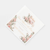 Princess Carriage  Pink Roses Baby shower Servet (Hoek)