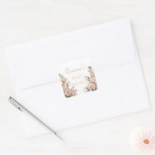 Princess Carriage Pink Roses Baby shower Vierkante Sticker (Envelop)