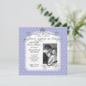 Princess Carriage Polka Dot Swirl Photo Baby Girl Aankondiging (Staand voorkant)