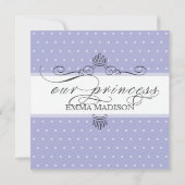 Princess Carriage Polka Dot Swirl Photo Baby Girl Aankondiging (Achterkant)