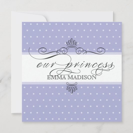 Princess Carriage Polka Dot Swirl Photo Baby Girl Aankondiging (Achterkant)