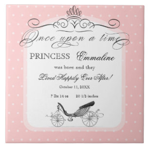 Princess Carriage Polka Dot Swirl Photo Baby Girl Tegeltje