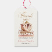 Princess Carriage roze meisje Bedankt baby shower Cadeaulabel (Voorkant)