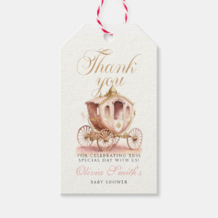 Princess Carriage roze meisje Bedankt baby shower Cadeaulabel
